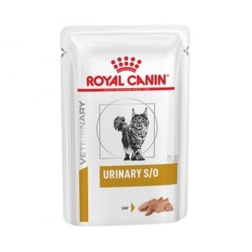 ROYAL CANIN VETERINARY DIET Urinary S/O, dietă veterinară, plic hrană umedă pisici, sistem urinar, (pate), bax, 85g x 12buc