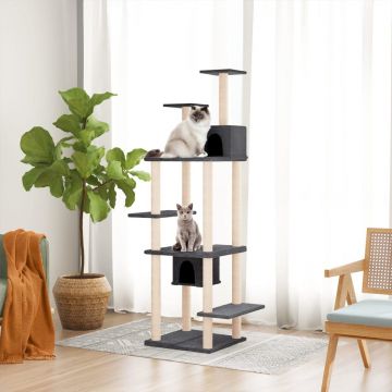 vidaXL Ansamblu de pisici, stâlpi din funie sisal, gri închis, 176 cm