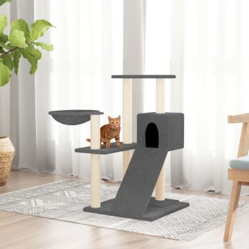 vidaXL Ansamblu pisici cu stâlpi din funie sisal, gri închis, 82 cm