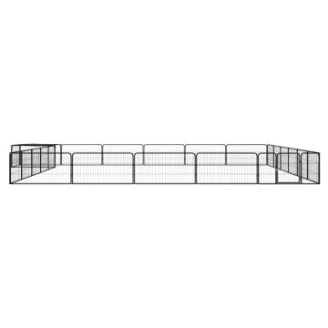 vidaXL Țarc câini 24 panouri negru 100x50 cm oțel vopsit electrostatic