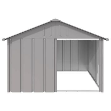 vidaXL Casă pentru câini, gri, 116,5x153x81,5 cm, oțel galvanizat