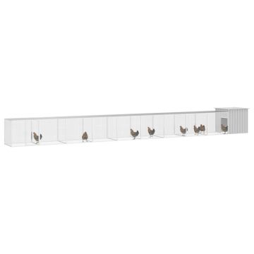 vidaXL Coteț pentru păsări, gri, 1000x91x100 cm, oțel galvanizat