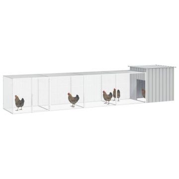 vidaXL Coteț pentru păsări, gri, 500x91x100 cm, oțel galvanizat