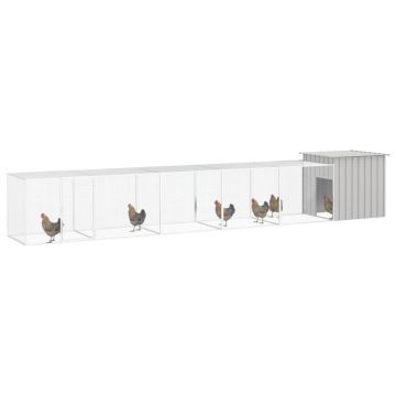 vidaXL Coteț pentru păsări, gri, 600x91x100 cm, oțel galvanizat