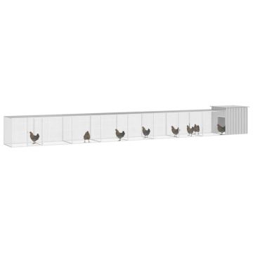 vidaXL Coteț pentru păsări, gri, 900x91x100 cm, oțel galvanizat