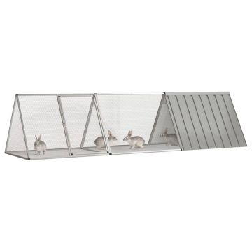 vidaXL Cușcă pentru iepuri, gri, 302,5x80,5x71 cm, oțel galvanizat