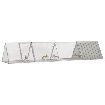 vidaXL Cușcă pentru iepuri, gri, 403,5x80,5x71 cm, oțel galvanizat