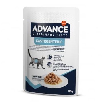 ADVANCE VETERINARY DIETS Gastroenteric, Pui, dietă veterinară,, plic hrană umedă pisici junior & adult, sistem digestiv, (în sos), bax, 85g x 12buc