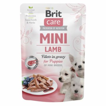 Brit Care Dog Mini Puppy Lamb Fillets in Gravy 85 g ieftina