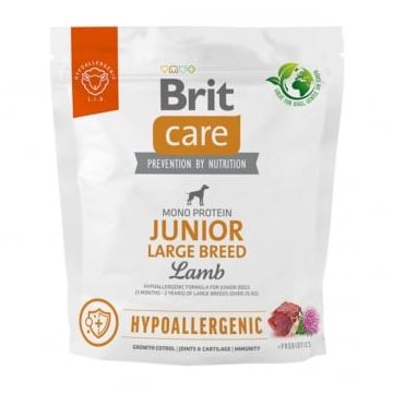 BRIT Care Hypoallergenic Junior Large Breed, L-XL, Miel, hrană uscată monoproteică câini junior, sistem imunitar & alergii, 1kg