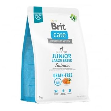 BRIT Care, L-XL, Somon, hrană uscată fără cereale câini junior, piele & blană, 3kg