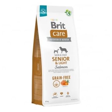 BRIT Care Senior & Light, XS-XL, Somon, hrană uscată fără cereale câini senior, obezitate, 12kg
