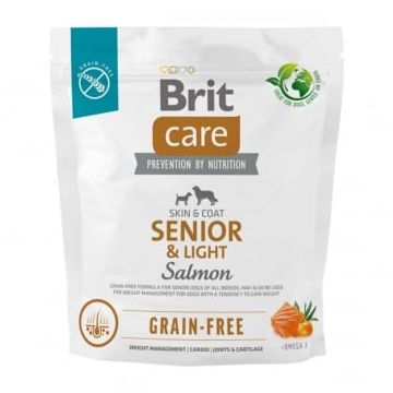 BRIT Care Senior & Light, XS-XL, Somon, hrană uscată fără cereale câini senior, obezitate, 1kg