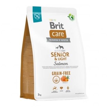 BRIT Care Senior & Light, XS-XL, Somon, hrană uscată fără cereale câini senior, obezitate, 3kg