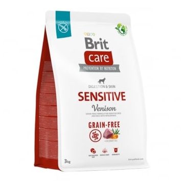 BRIT Care Sensitive, XS-XL, Vânat, hrană uscată fără cereale câini, sistem digestiv, 3kg