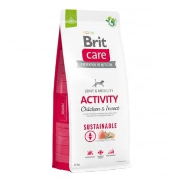 BRIT Care Sustainable Activity, XS-XL, Pui și Insecte, hrană uscată câini, activitate intensă, sistem articular, 12kg