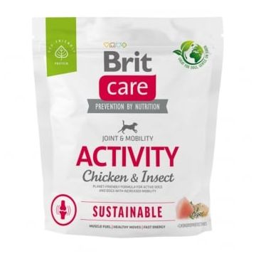 BRIT Care Sustainable Activity, XS-XL, Pui și Insecte, hrană uscată câini, activitate intensă, sistem articular, 1kg