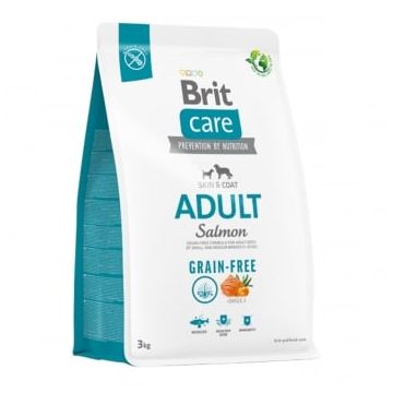 BRIT Care Grain-Free Adult, XS-M, Somon, hrană uscată fără cereale câini, piele & blană, 3kg