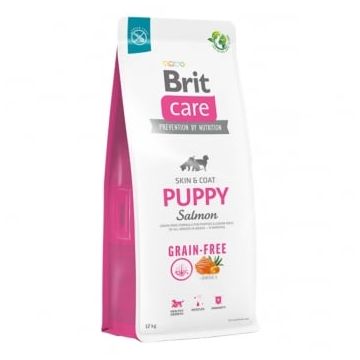 BRIT Care Grain-Free Puppy, XS-XL, Somon, hrană uscată fără cereale câini junior, piele & blană, 12kg