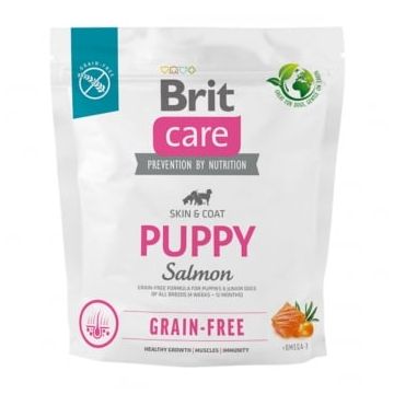 BRIT Care, XS-XL, Somon, hrană uscată fără cereale câini junior, piele & blană, 1kg
