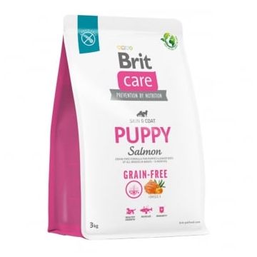 BRIT Care, XS-XL, Somon, hrană uscată fără cereale câini junior, piele & blană, 3kg