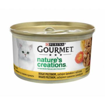 Gourmet Nature s Creations, Bogat in cu pui rosii si spanac, 85 g