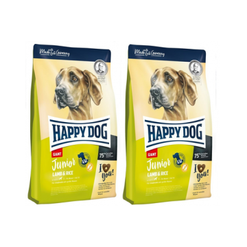 HAPPY DOG Junior Giant miel si orez 30 kg (2 x 15 kg) hrana caini juniori talie foarte mare