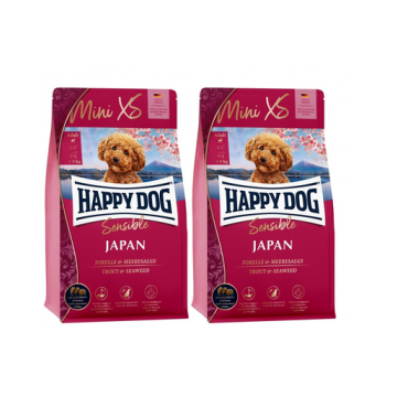 HAPPY DOG MiniXS Japan cu pui si pastrav 2,6 kg (2 x 1,3 kg) hrana uscata caini talie mica