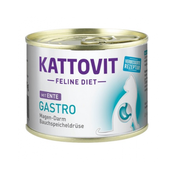 KATTOVIT Feline Diet Gastro Duck hrana pisici cu afectiuni gastrointestinale, cu rata 185 g
