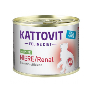 KATTOVIT Feline Diet Niere/Renal hrana pisici afectiuni renale, curcan 185 g