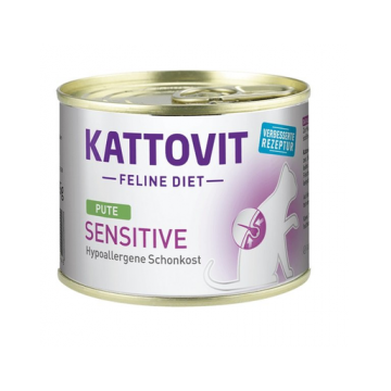KATTOVIT Feline Diet Sensitive Turkey hrana dietetica pisici cu intolerante, alergii alimentare, curcan 185 g