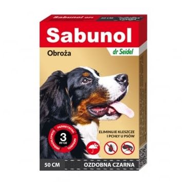 SABUNOL GPI, deparazitare externă câini, zgardă, M(10 - 25kg), 50 cm, negru, 1buc