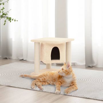 vidaXL Ansamblu de pisici cu stâlpi din funie de sisal, crem, 37 cm