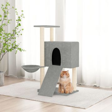 vidaXL Ansamblu de pisici, stâlpi din funie sisal, gri deschis, 96 cm