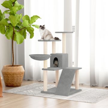 vidaXL Ansamblu pisici, stâlpi din funie sisal, gri deschis, 94 cm