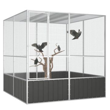 vidaXL Colivie păsări antracit 213,5x217,5x211,5 cm oțel galvanizat