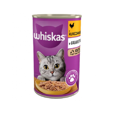 WHISKAS Adult pui in aspic pentru pisici 24x400 g hrana umeda completa pentru pisici adulte