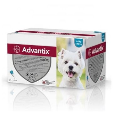 ADVANTIX 100, deparazitare externă câini, pipetă repelentă, S(4 - 10kg), 24buc