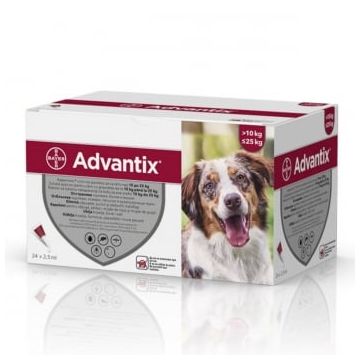 ADVANTIX 250, deparazitare externă câini, pipetă repelentă, M(10 - 25kg), 24buc