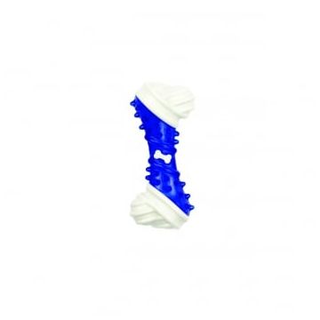 ALL FOR PAWS Dental Bone, jucărie de ros câini, XS-L, plastic, dentiție, alb și albastru, 13 x 5.5 x 3 cm