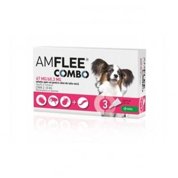 AMFLEE Combo Dog, spot-on, soluție antiparazitară, câini 2-10 kg, 3 pipete