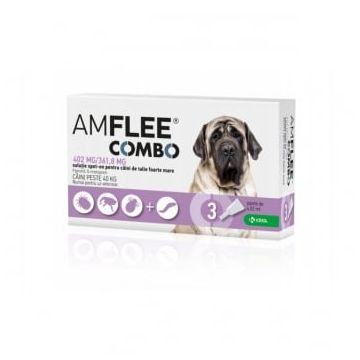 AMFLEE Combo Dog, spot-on, soluție antiparazitară, câini 40-60 kg, 3 pipete