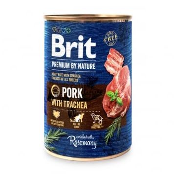 BRIT Premium By Nature, Porc și Trahee, conservă hrană umedă fără cereale câini, (pate), 800g