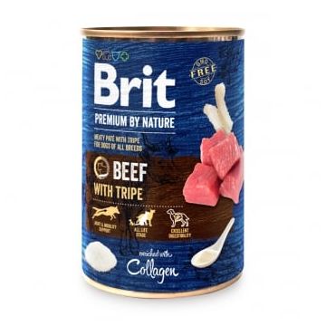 BRIT Premium By Nature, Vită și Burtă, conservă hrană umedă fără cereale câini, (pate), 400g