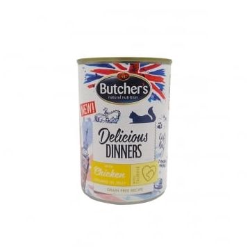 BUTCHER'S Delicious Dinners, Pui, conservă hrană umedă fără cereale pisici, (în aspic), 400g