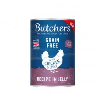 BUTCHER'S Original, XS-XL, Pui, conservă hrană umedă fără cereale câini, (în aspic), 400g