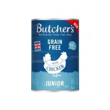 BUTCHER'S Original, XS-XL, Pui, conservă hrană umedă fără cereale câini junior, (în aspic), 400g
