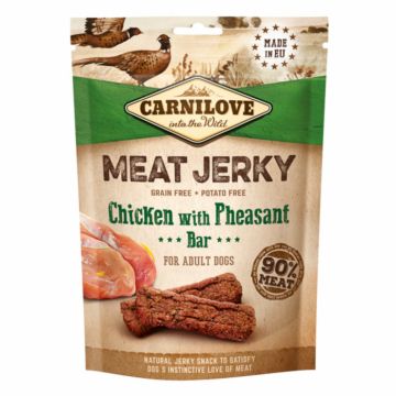 Carnilove Jerky Chicken with Pheasant Bar 100 g la reducere