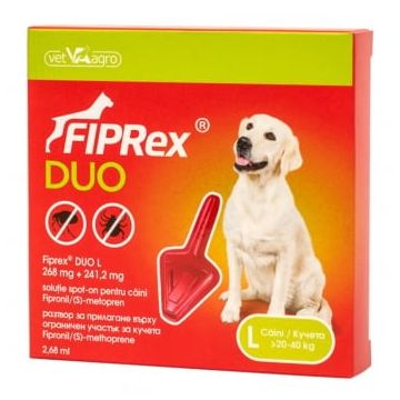 FIPREX Duo, deparazitare externă câini, pipetă repelentă, L(20 - 40kg), 1buc
