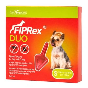 FIPREX Duo, deparazitare externă câini, pipetă repelentă, S(2 - 10kg), 1buc